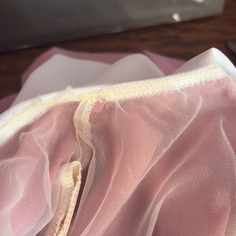 Vintage dress, R.E.O. Originals, size 14, pink with a cream colored lace collar - Picture 12 of 14